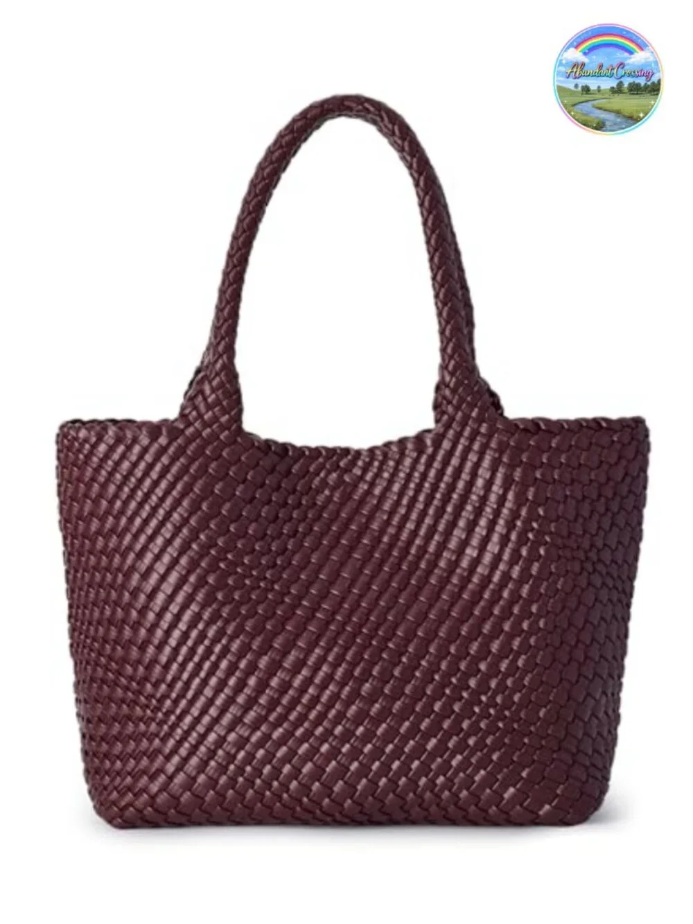 Handwoven Vegan Leather Top Handle Tote Bag for Women